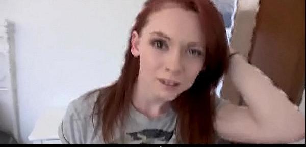  Horny Redhead Step Daughter Pops Her Pussy for Stepdad